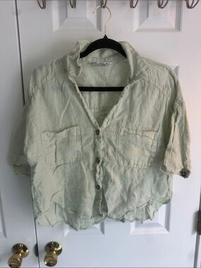 Zara Pale Sage Linen Shirt